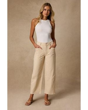 Lulus Darice Striped Twill High-Rise Ankle Pants - Natural