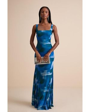Lulus Evaluna Rust Abstract Print Lurex Pleated Maxi Dress in Red | Lyst
