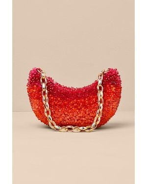 Lulus Nanami And Ombre Beaded Chain Shoulder Bag - Orange