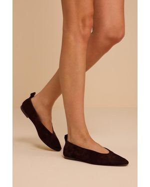 Steve Madden Swanky Chocolate Leather Ballet Flats - Natural