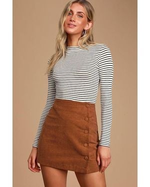 Lulus Katherina Button Front Corduroy Skirt - Brown
