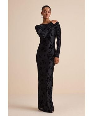 Lulus Amiria Burnout Velvet Long Sleeve Maxi Dress - Natural