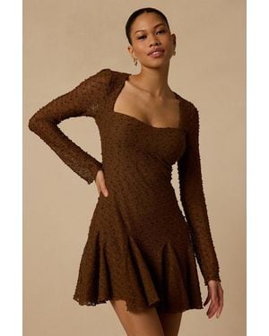 Lulus Madison Textured Knit Long Sleeve Dress - Brown