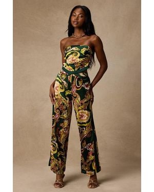 Lulus Marissa Boho Satin Tie-Back Two-Piece Jumpsuit - Green