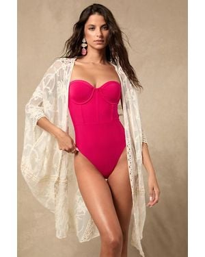 Lulus Katalia Sheer Embroidered Swim Cover-Up - Pink