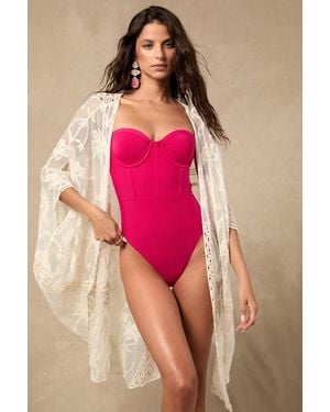 Lulus Katalia Sheer Embroidered Swim Cover-Up - Pink