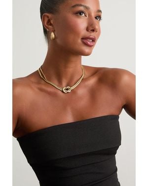 Lulus Hebah Snake Chain Knotted Necklace - Black