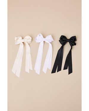 Lulus Melia Cream, And Bow Hair Clip Set - Natural