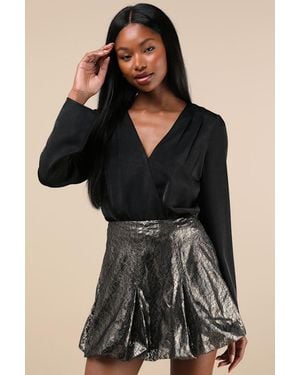 Lulus Majorly Glam Lace Bubble-Hem Mini Skirt - Black