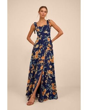Lulus Love Me Forever Floral Square Neck Maxi Dress - Blue