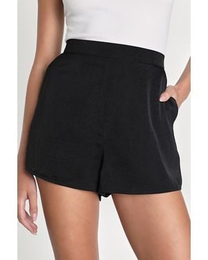 Lulus Extra Love Satin High-Waisted Shorts - Black