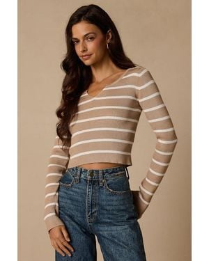 Lulus Artie Striped Sweater Top - Blue
