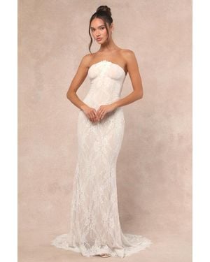 Lulus Valeria Lace Strapless Bustier Maxi Dress - Natural