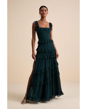 Lulus Compelling Romantic Ruffled Tiered Maxi Dress - Black