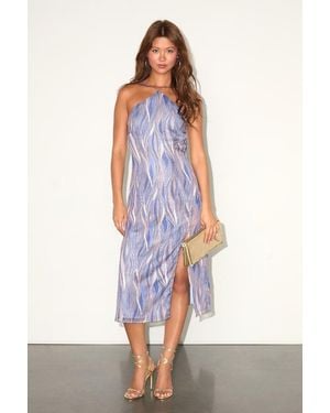 Lulus Zephyra Periwinkle Multi Wave Backless Midi Dress - White