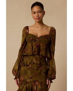 Lulus Mallory Floral Top - Brown
