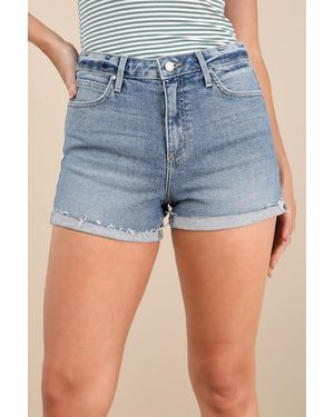 Just Black Adisa Medium Wash Cuffed Denim Shorts - Blue