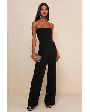 Lulus Edith Strapless Wide-Leg Jumpsuit - Black