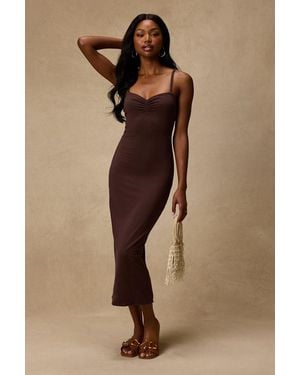 Lulus Dalene Jersey Knit Bodycon Midi Dress - Red