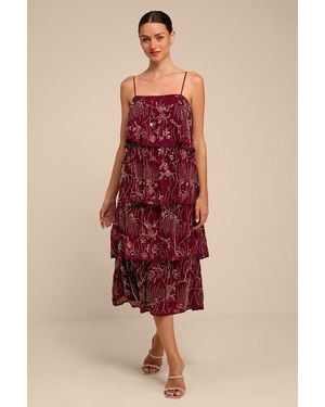 Lulus Shoshanna Beaded Midi Dress - Red