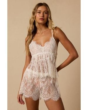 Lulus Sweetie Lace Two-Piece Lingerie Pyjama Set - Brown