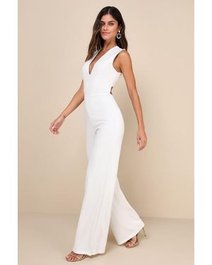Lulus Thinking Out Loud Backless Jumpsuit - Natural