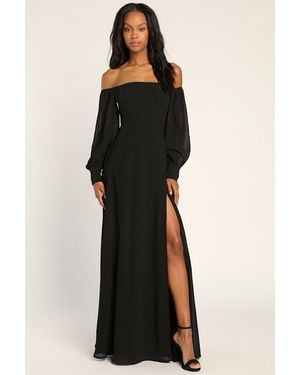 Lulus Feel The Romance Off-The-Shoulder Maxi Dress - Black