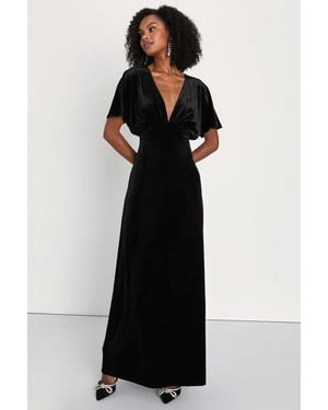 Lulus Mystical Charm Velvet Flutter Sleeve Maxi Dress - Black