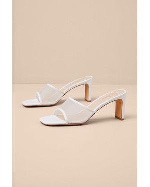 Lulus Roreto Mesh High Heel Slide Sandals - Blue