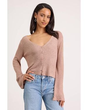 Lulus Springtime Sweetie Loose Knit Cardigan Jumper - Blue