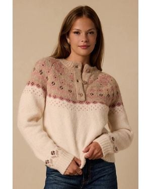Lulus Whidbey Fair Isle Sweater - Natural
