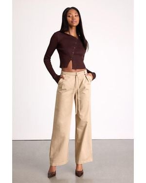 Lulus Ruthie Tie-Front Mid-Rise Trouser Pants - Natural