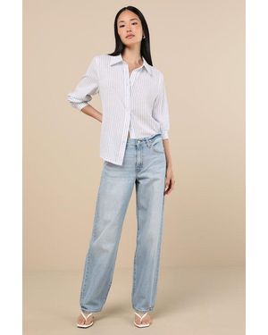 Levi's Baggy Dad Light Wash Mid-Rise Wide-Leg Jeans - Blue