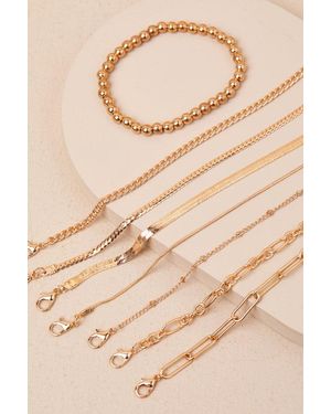 Lulus Luxurious Effect Eight-Piece Chain Bracelet Set - Natural