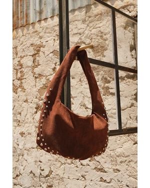 Lulus Artea Suede Studded Shoulder Bag - Brown