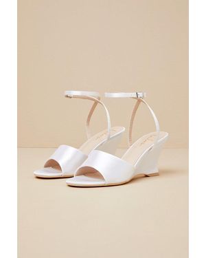 Lulus Chiarina Satin Ankle Strap Wedge Sandals - Natural