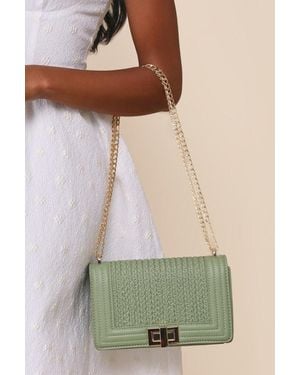 Lulus Let'S Go Out Later Sage Braided Crossbody Bag - Green