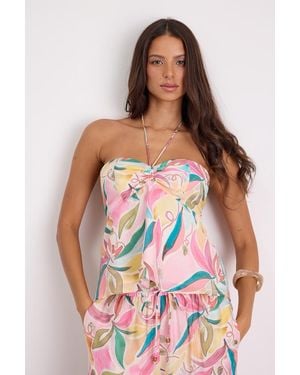 Lulus Prilla Multi Abstract Halter Tank Top - Red