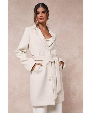 Lulus Harriet Button-Front Belted Coat - Natural