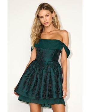 lulus green off the shoulder dress Zapaka Women Prom Dress Green Off The Shoulder Long Sleeves A-Line Evening Dress, Green / US8