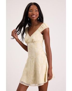 Lulus Aura Pale Embroidered Mini Dress - Natural