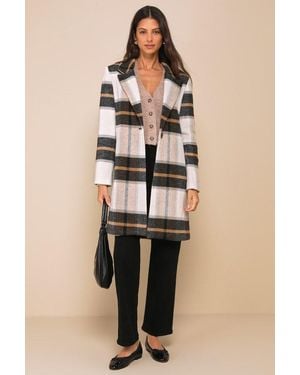 Steve Madden Cher Plaid Brushed Coat - Black