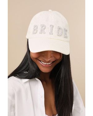 Shiraleah Talitha Woven Pearl Bride Baseball Hat - Natural