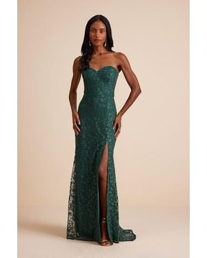 Lulus Romantic Beauty Floral Embroidered Strapless Maxi Dress - Blue
