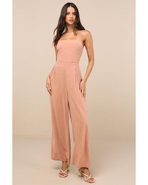 Lulus Breezy Essential Linen Wide-Leg Jumpsuit - Natural