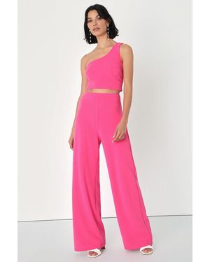 Lulus Amor And Beyond One-Shoulder Two-Piece Jumpsuit - Pink