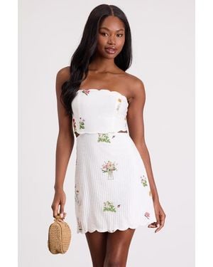 Lulus Alex Embroidered Cutout Mini Dress - White