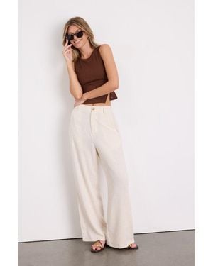 Lulus Stylish Ease Linen High-Rise Wide-Leg Trouser Pants - White