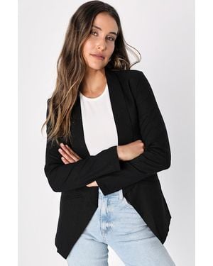 Lulus Miss Punctuality Lightweight Linen Blazer - Black