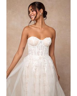 Lulus Colette And Lace Bustier Maxi Dress - Natural